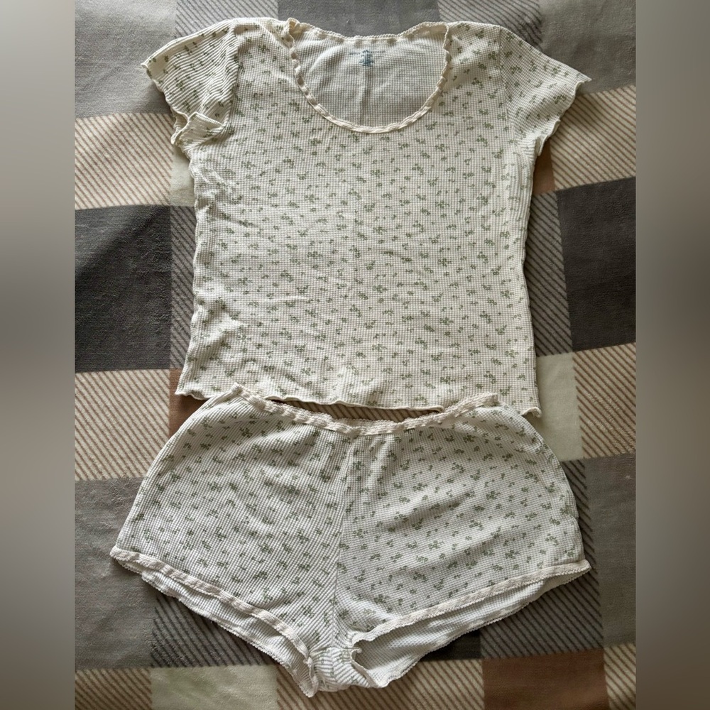 Cream and floral pyjama set